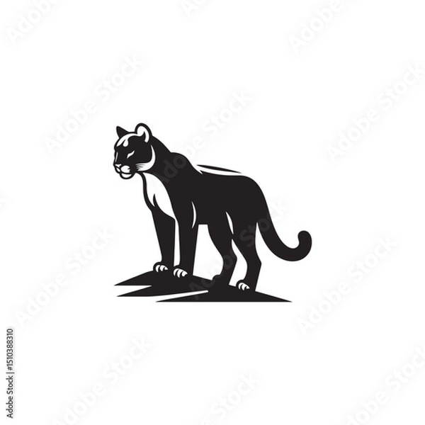 Fototapeta **"Powerful Cougar Vector Silhouette: Majestic Mountain Lion Design Featuring Muscular Build, Long Tail, and Stealthy Pose in Clean, Minimalist Style for Crafts and Digital Art"**

