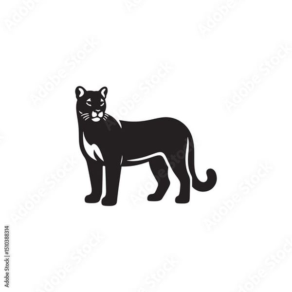 Fototapeta **"Powerful Cougar Vector Silhouette: Majestic Mountain Lion Design Featuring Muscular Build, Long Tail, and Stealthy Pose in Clean, Minimalist Style for Crafts and Digital Art"**
