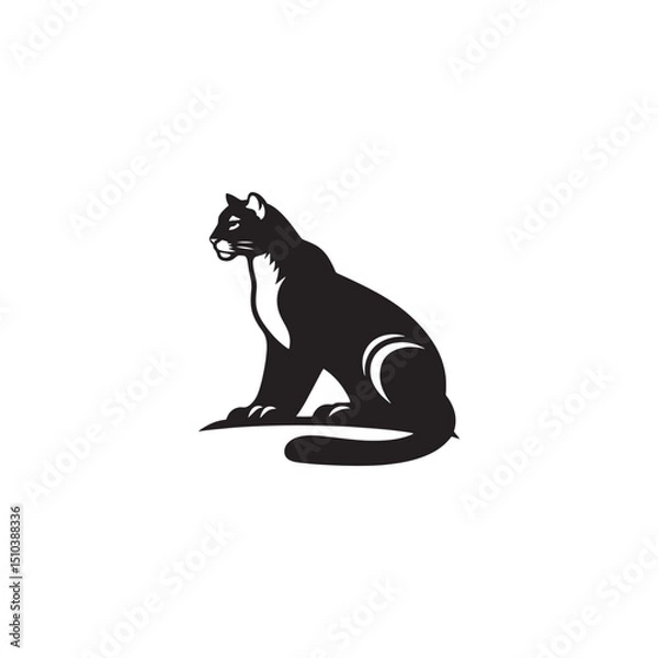 Fototapeta **"Powerful Cougar Vector Silhouette: Majestic Mountain Lion Design Featuring Muscular Build, Long Tail, and Stealthy Pose in Clean, Minimalist Style for Crafts and Digital Art"**
