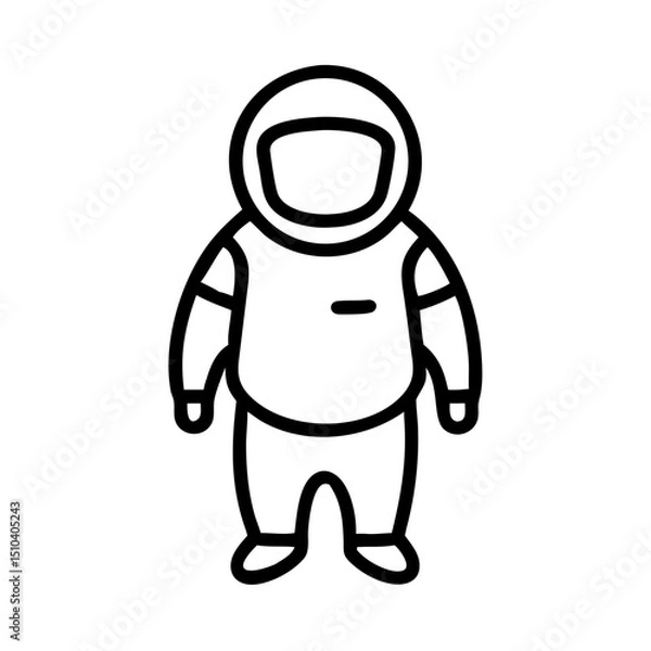 Fototapeta Cartoon astronaut in space suit standing with a neutral expression  