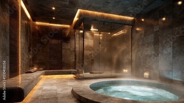Obraz A spa with a steam room and a hot tub