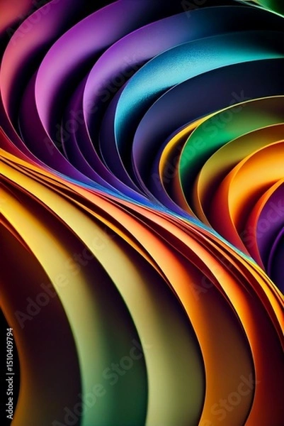 Fototapeta Rainbow curve wavy shine pattern for colorful background