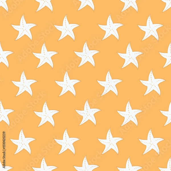 Fototapeta Sea shells seamless fabric design pattern with yellow backround.eps