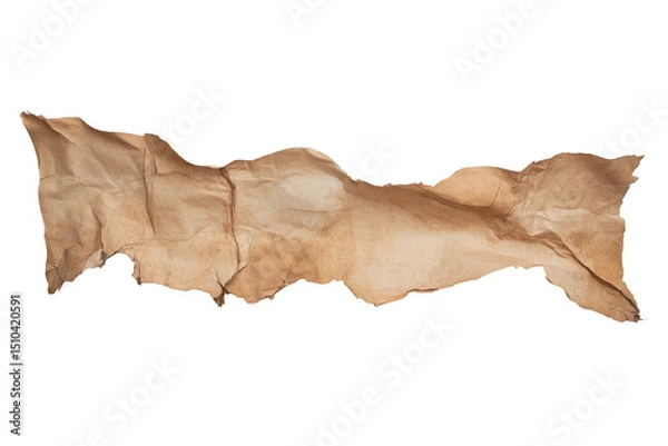 Fototapeta Crumpled brown paper bag isolated on transparent background