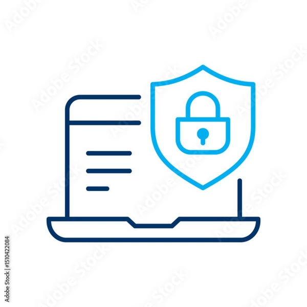 Fototapeta Computer protection icon. Symbol of secure access. Vector illustration. Editable stroke.