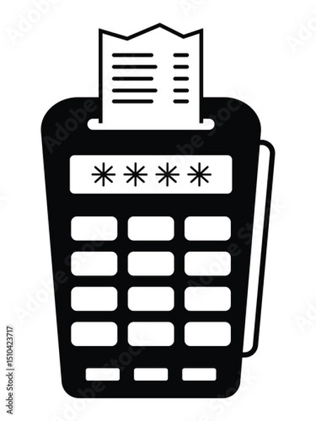 Fototapeta Pos terminal icon. Modern glyph icon for pos payment system by credit card. Electronic payment and transaction processing. Vector illustration.