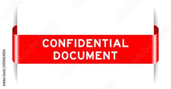 Fototapeta Red color inserted label banner with word confidential document on white background
