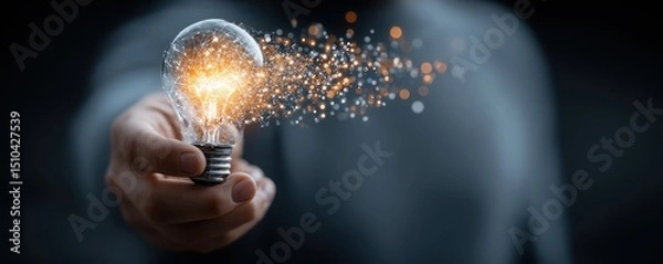 Fototapeta Illuminated Light Bulb with Digital Code Design Symbolizing Creativity and Technology