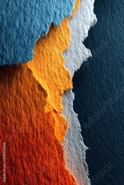 Fototapeta Abstract colorful textured design with bold red and blue divided composition
