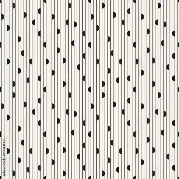 Fototapeta Seamless vector pattern featuring modern, stylish texture with striped geometric tiles. Minimalistic linear background accented by semicircles. Perfect as a swatch for Adobe Illustrator.