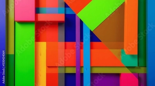Fototapeta Abstract geometric art features colorful blocks and shapes. The image, used as a background, adds visual interest to the Adobe Stock file submission portal.