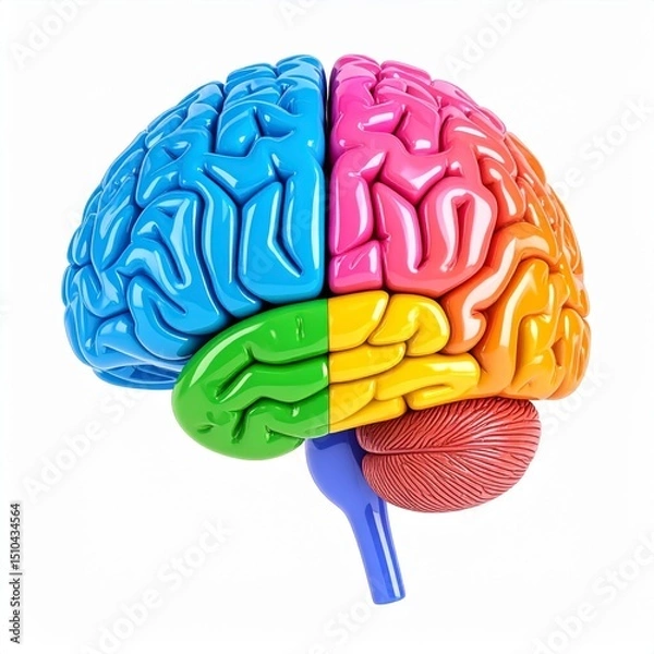Fototapeta Colorful 3D Render of a Human Brain