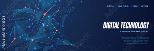 Fototapeta Abstract futuristic technology plexus background. Modern background design. gradient color. Technology concept. Suit for poster, cover, banner, brochure, website. Vector horizontal illustration.