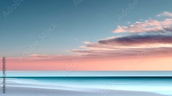 Fototapeta Ethereal ocean horizon at sunset with a fantasy-inspired sky.