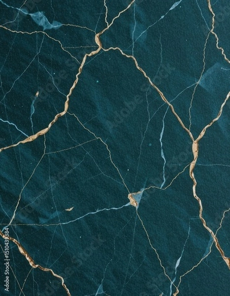 Obraz Elegant Teal Marble Texture with Golden Veins Luxurious Background Design