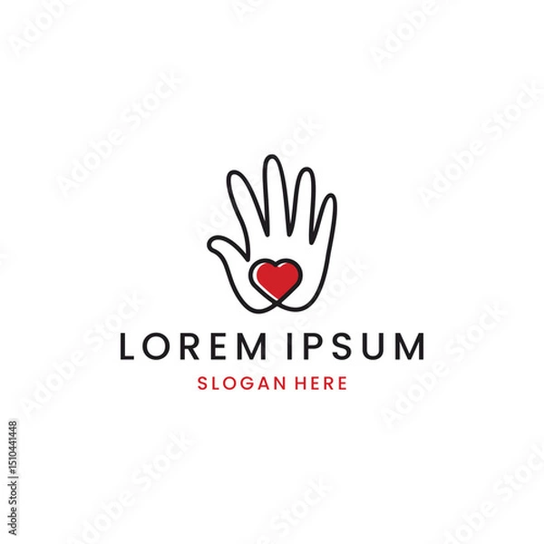 Fototapeta hands with love minimalist logo icon vector design illustration template