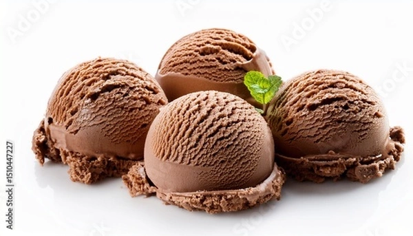 Fototapeta ice cream scoops with chocolate on a white background