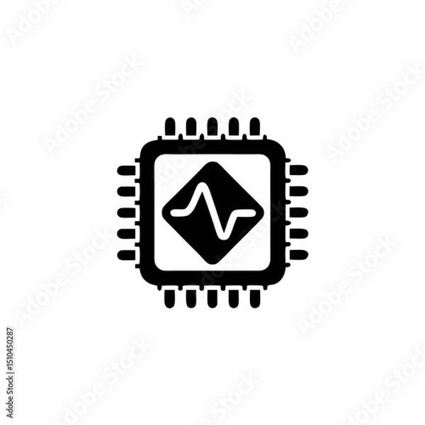 Fototapeta Quantum Computing Chip Vector Silhouette Icon Design