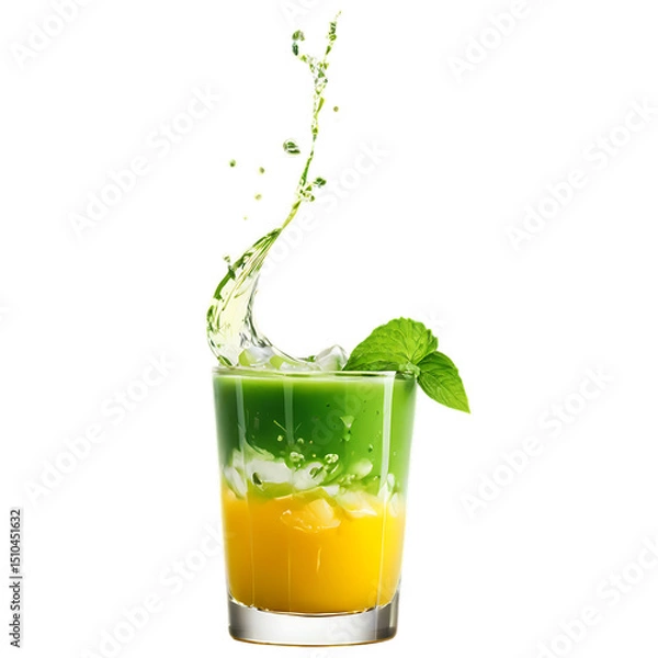 Obraz glass of water with lemon and mango png fruit photo isolated with transparent background