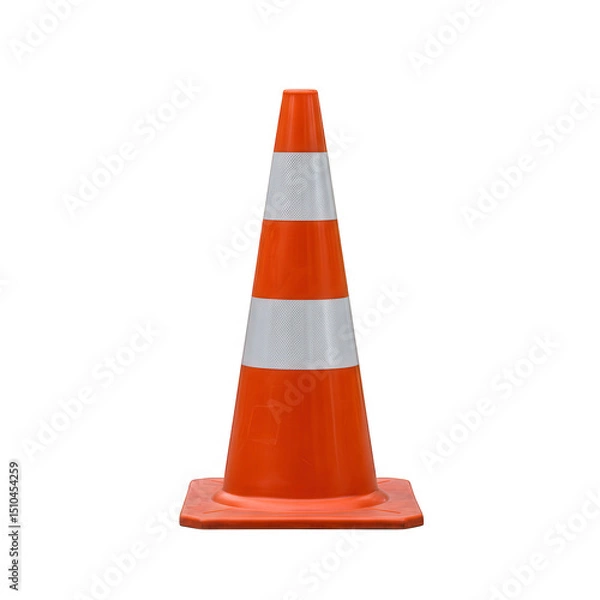Fototapeta Orange traffic cone isolated on transparent background