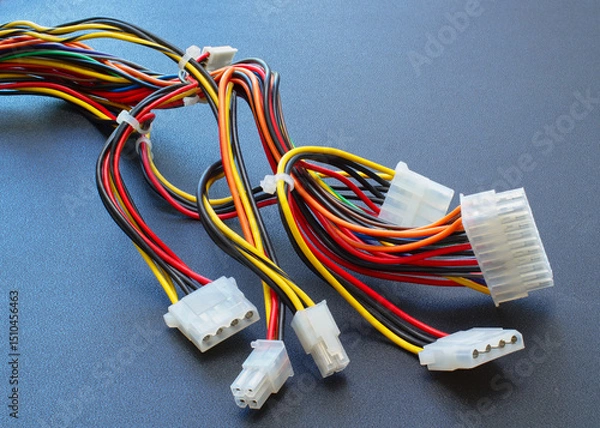 Obraz Bundled computer cables on a workbench