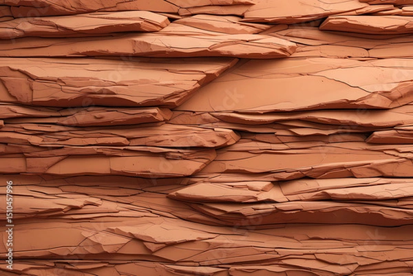 Fototapeta Layered Red Rock Formations in Desert Landscape Digital Illustration