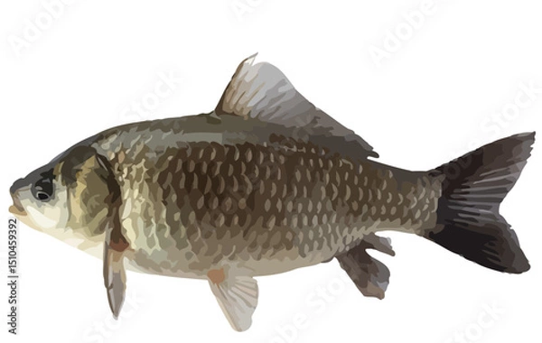 Obraz Vector illustration of a Crucian carp fish isolated on white background