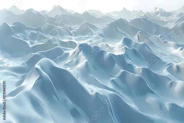 Fototapeta Snow Covered Peaks Under Cold Winter Light Digital Illustration