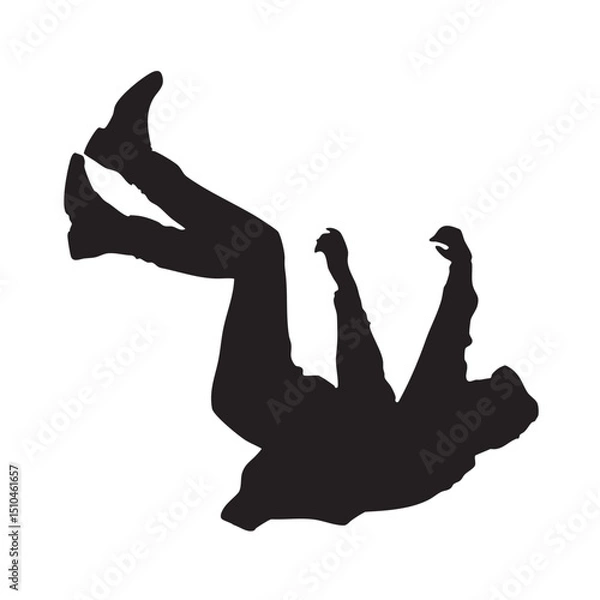 Fototapeta Silhouette of Person Falling Backward Isolated on White Background