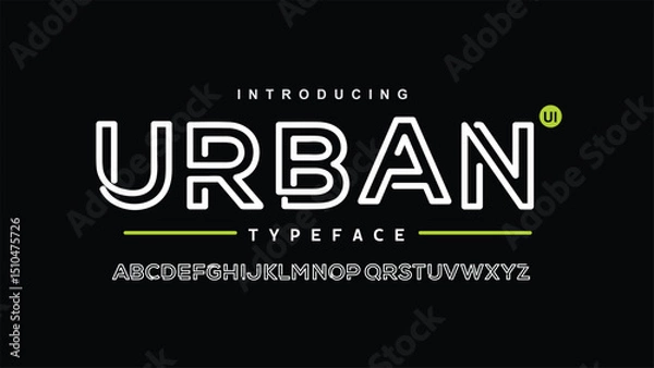 Obraz Creative Outline Double line monogram alphabet and tech fonts. Lines font regular uppercase and lowercase. Vector illustration.