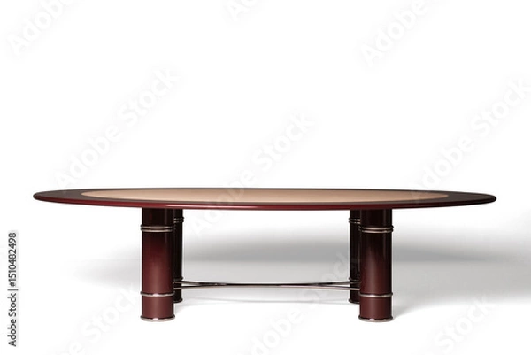 Fototapeta Elegant oval dining table with cylindrical legs on white background. Please see some similar pictures from my portfolio