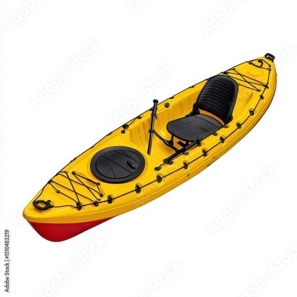 Obraz Yellow Kayak with Red Accents on White Background