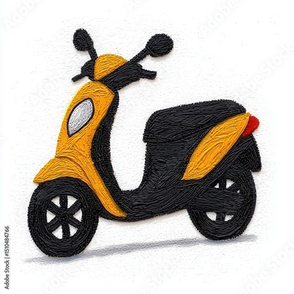 Obraz Yellow Textured Scooter Illustration on White