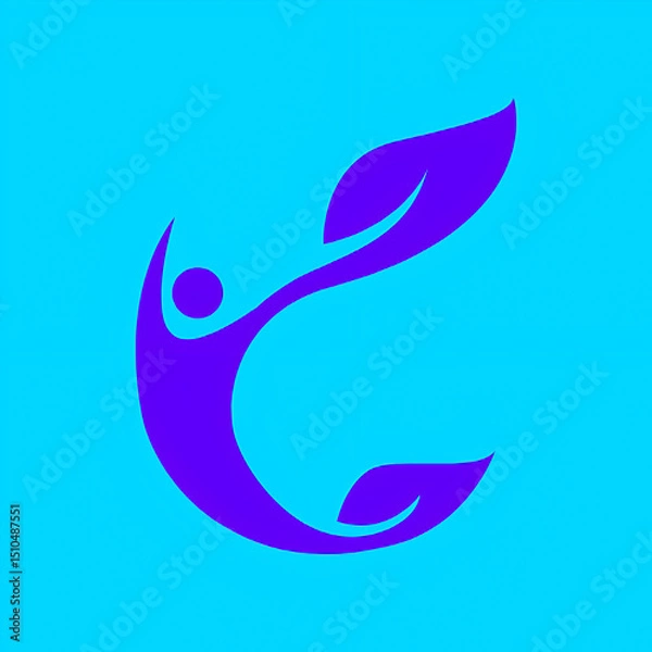 Fototapeta Abstract symbol representing wellness and harmony with nature on a bright blue background