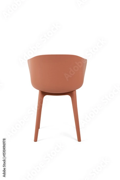 Fototapeta Back view of modern terracotta dining chair on white background. Please see some similar pictures from my portfolio