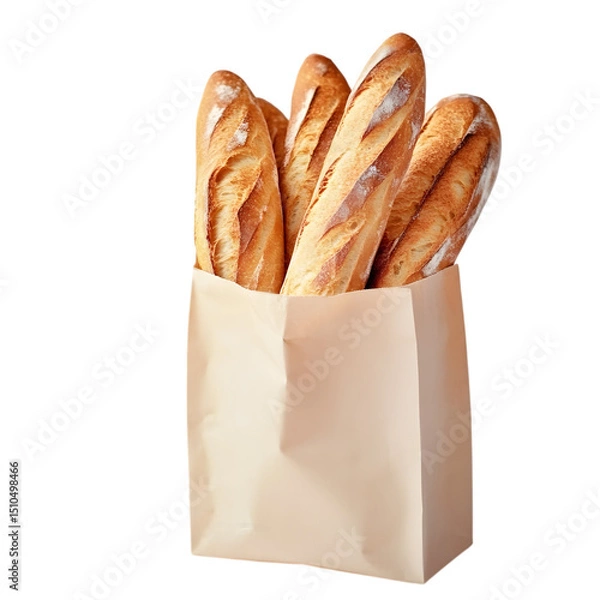 Fototapeta Baguette bread in paper bag. Ai Generated Images
