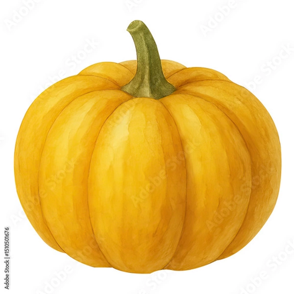 Obraz Vibrant watercolor painting of a single autumnal pumpkin isolated on white background