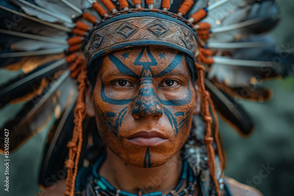 Obraz Strength of Heritage: Indigenous Warrior Portrait