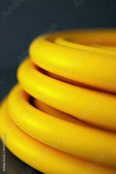 Fototapeta Close-up view of a bright yellow electrical wire, coiled and ready for use The texture and color are vividly displayed, perfect for illustrating electrical work or DIY projects , repair, wire