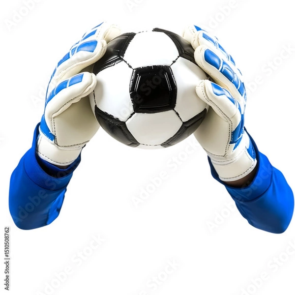 Fototapeta Soccer goalkeeper's hands reaching for the ball,with clipping path. Ai Generated Images