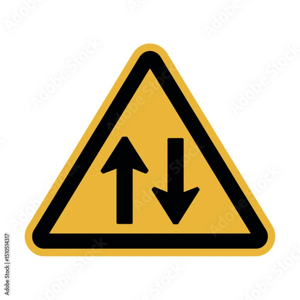 Obraz Two-Way Traffic Warning Sign Safety Symbol for Roads and Construction Zones