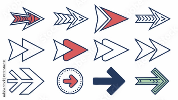 Fototapeta Flat UI Arrow Vector Pack for Clean Web Interfaces