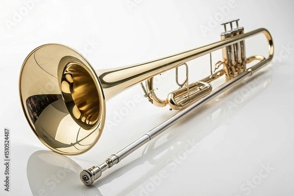 Obraz Trombone isolated on white background
