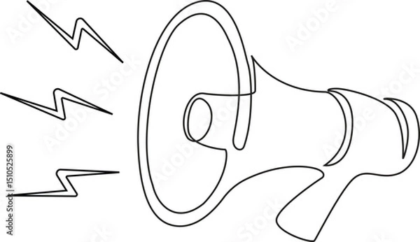 Obraz Public horn speaker in One continuous line drawing. Loudspeaker symbol of marketing promotion in simple linear style. Business concept for attention and job offer. vector illustration. Editable Stroke