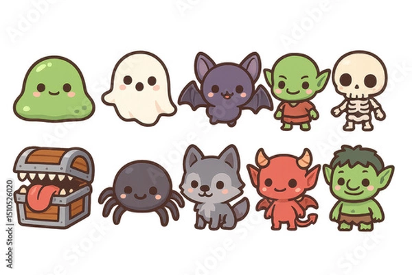 Obraz Cute Halloween Characters and Creatures for Playful Designs