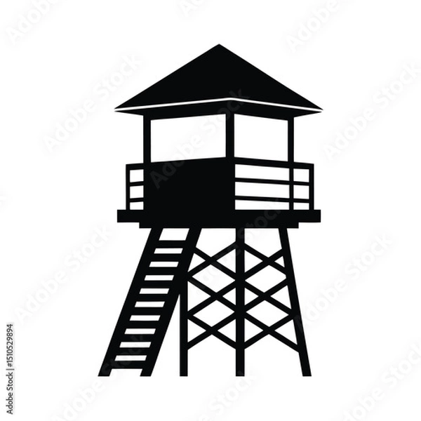 Fototapeta Lifeguard tower vector silhouette