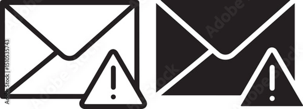 Obraz envelope, envelope with warning symbol, black and white, minimalist, simple, graphic design