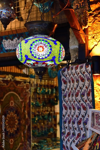 Fototapeta Turkish lanterns at the  Paspatur old town bazaar in Fethiye. Turkey