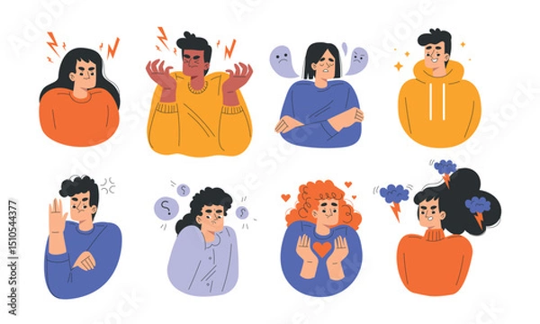 Obraz The Various and Diverse Emotions Are Beautifully Illustrated Using Colorful Character Designs