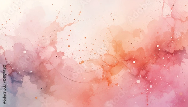 Obraz Elegant Watercolor Background Peach Pink Orange Pastel Hues Abstract Art Design Texture